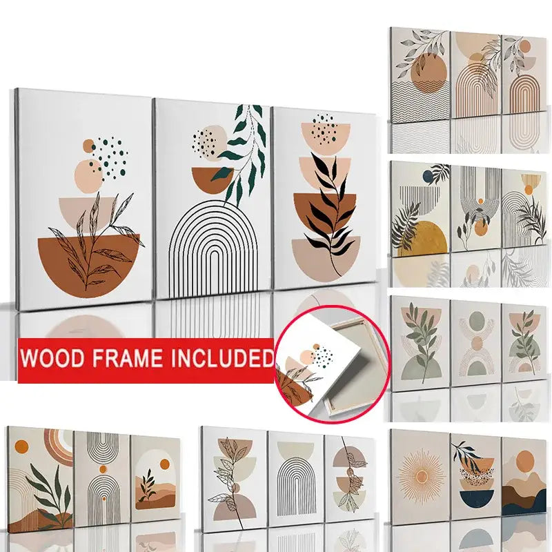 Abstract Orange Leaf Posters Set