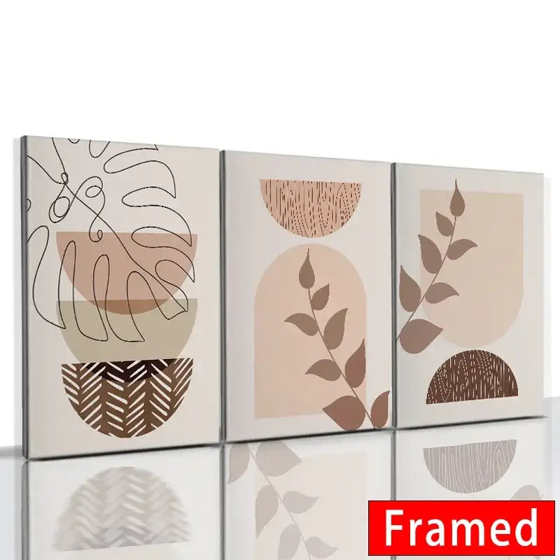 Abstract Orange Leaf Posters Set