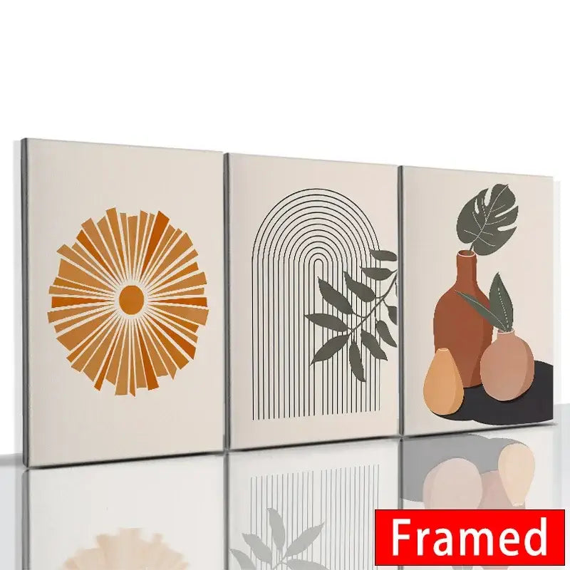 Abstract Orange Leaf Posters Set