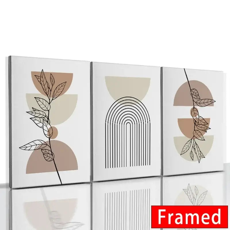 Abstract Orange Leaf Posters Set