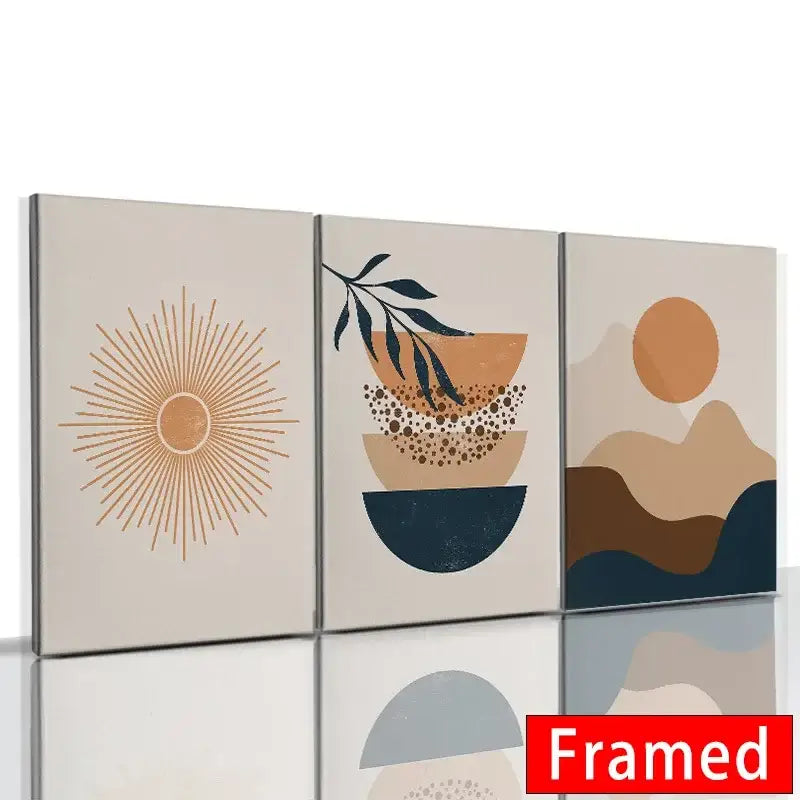 Abstract Orange Leaf Posters Set
