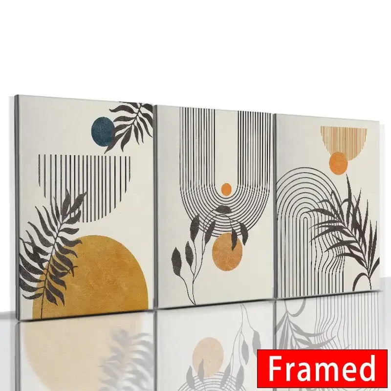 Abstract Orange Leaf Posters Set
