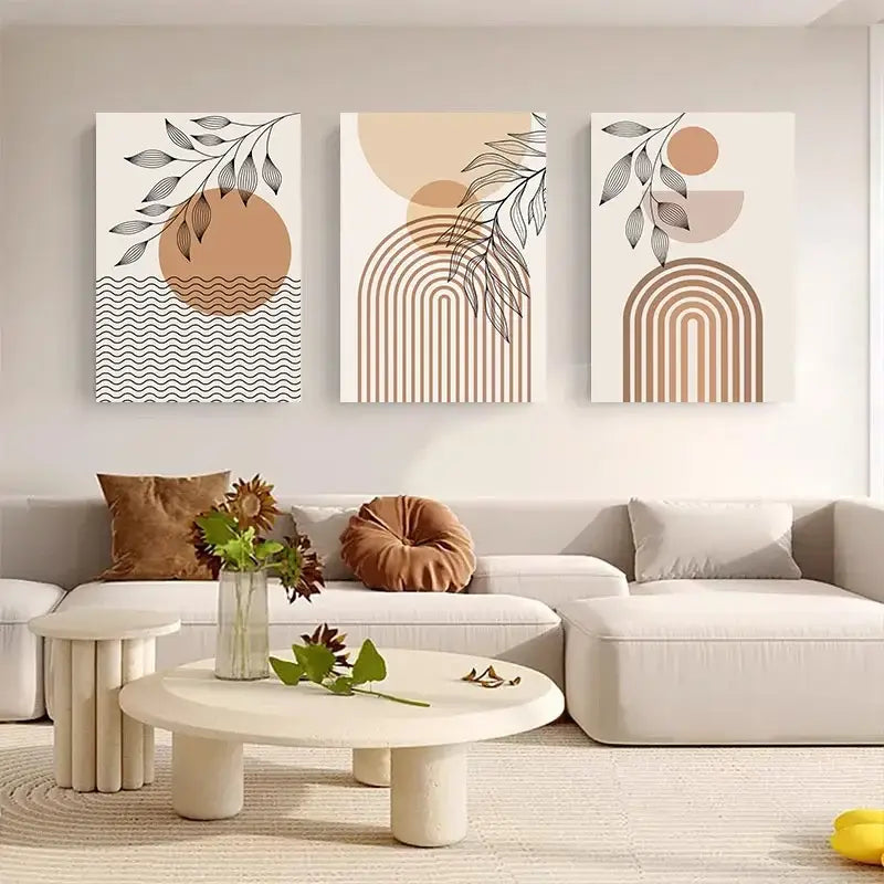 Abstract Orange Leaf Posters Set