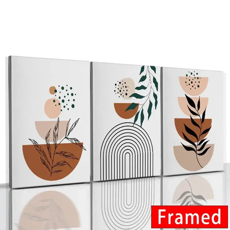 Abstract Orange Leaf Posters Set
