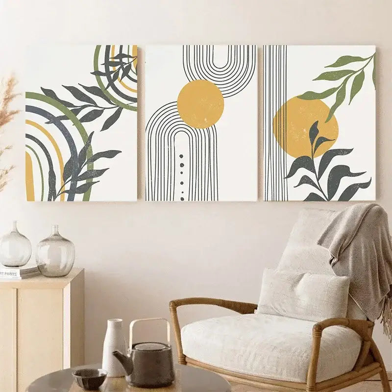 Abstract Orange Leaf Posters Set
