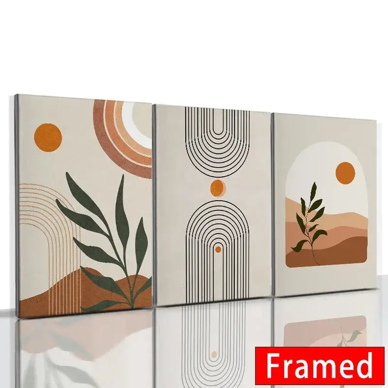 Abstract Orange Leaf Posters Set