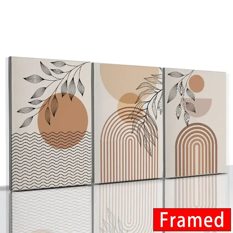 Abstract Orange Leaf Posters Set
