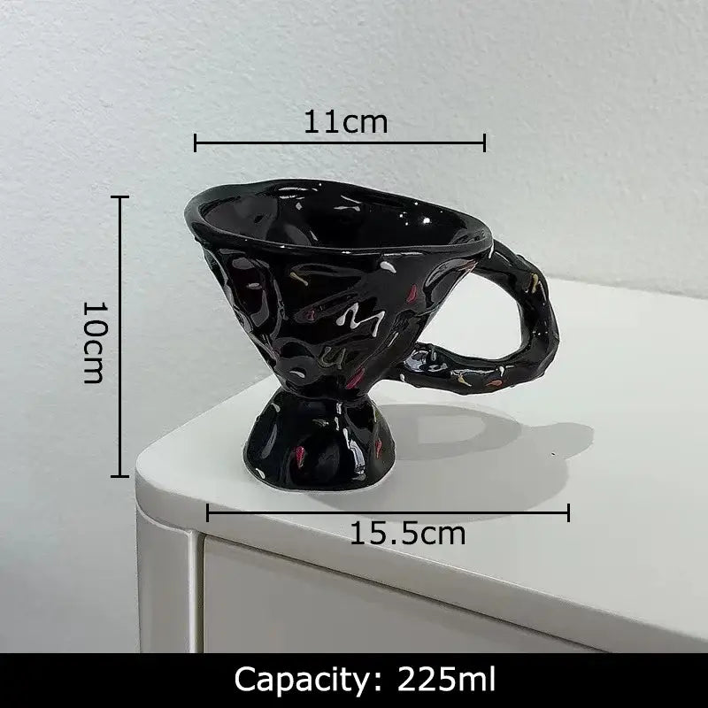 Abstract splatter black ceramic mug dining room decorative cup