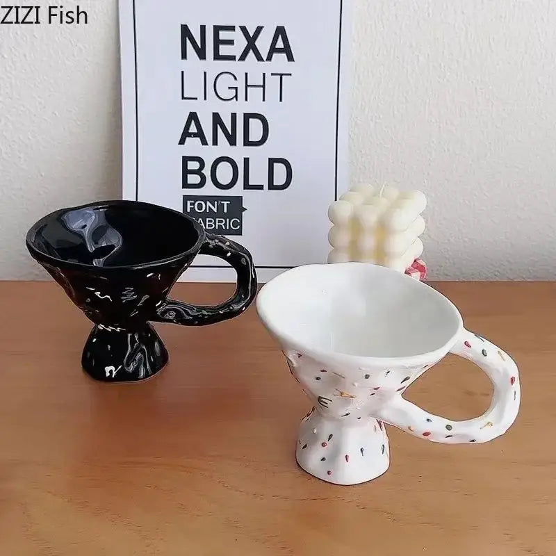 Abstract splatter black ceramic mug dining room decorative cup