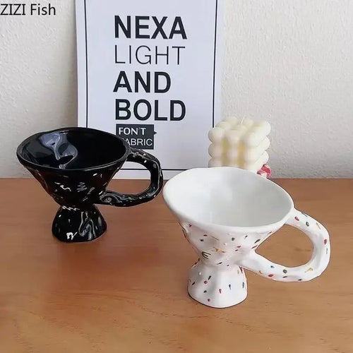 Tasse décorative en céramique noire éclaboussée, pour la salle à manger