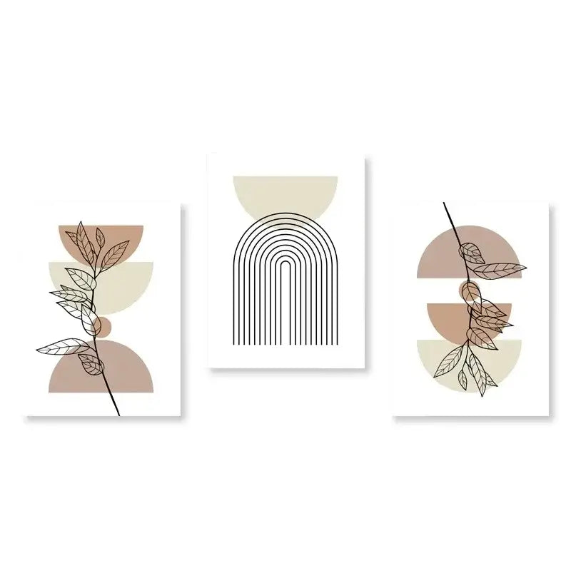 Abstract Wall Art Trio Green Plants