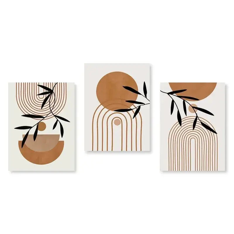 Abstract Wall Art Trio Green Plants