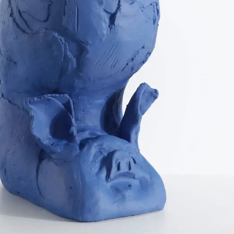 Abstract yellow & blue cartoon pig handicrafts bedroom decor figurines