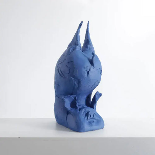 Figurines de décoration de chambre d'artisanat de cochon de dessin animé jaune et bleu abstrait