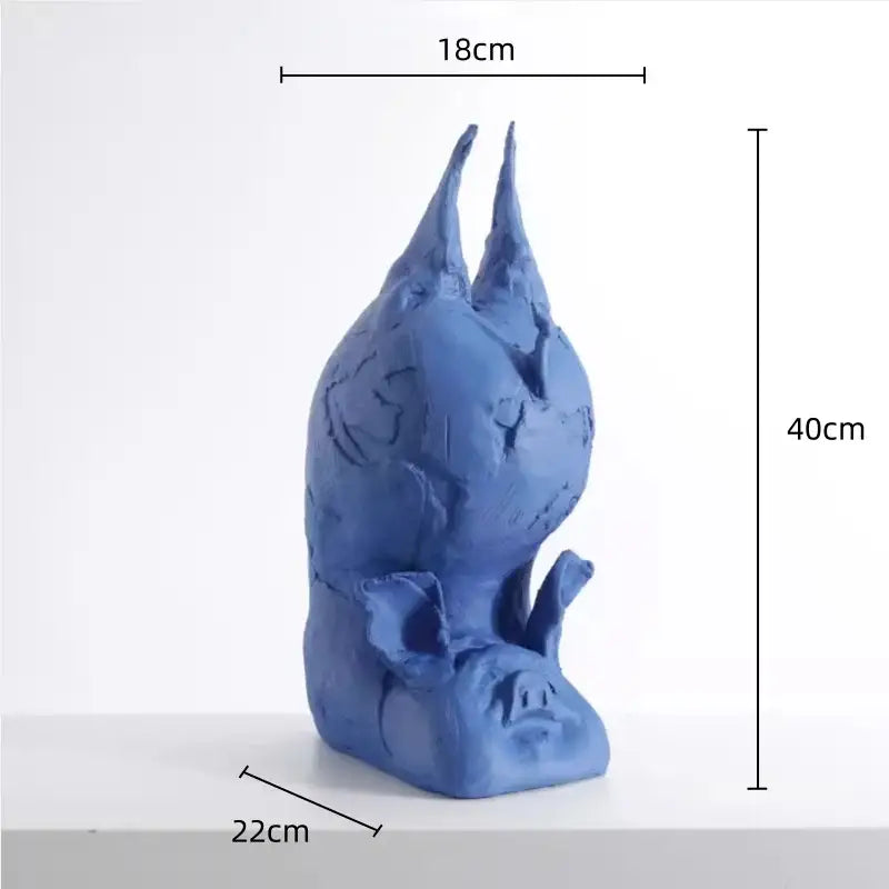 Abstract yellow & blue cartoon pig handicrafts bedroom decor figurines