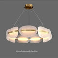 Modern minimalist decorbites acrylic ring chandelier with frosted glass petals and gold-toned metal accents for dining room