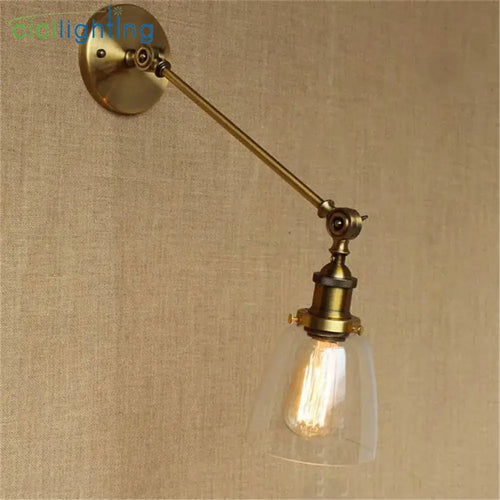 Applique murale réglable en laiton avec dôme en verre pour chambre à coucher