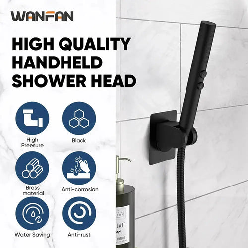 Pomme de douche de salle de bain réglable en acier inoxydable noir mat