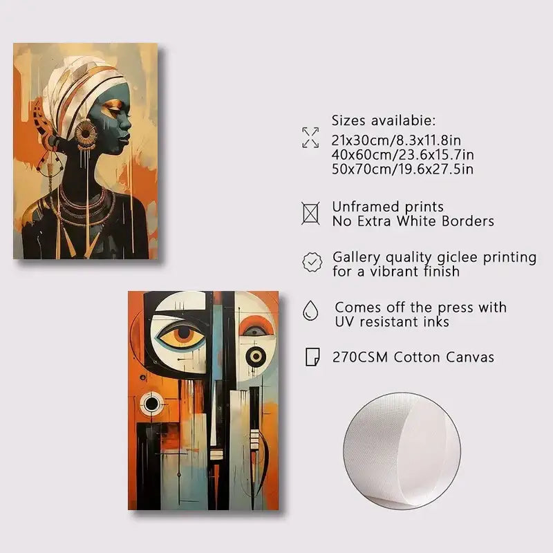 African Abstract Wall Art Set 3 Pieces