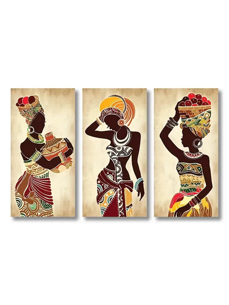 African Woman Canvas Wall Art Set