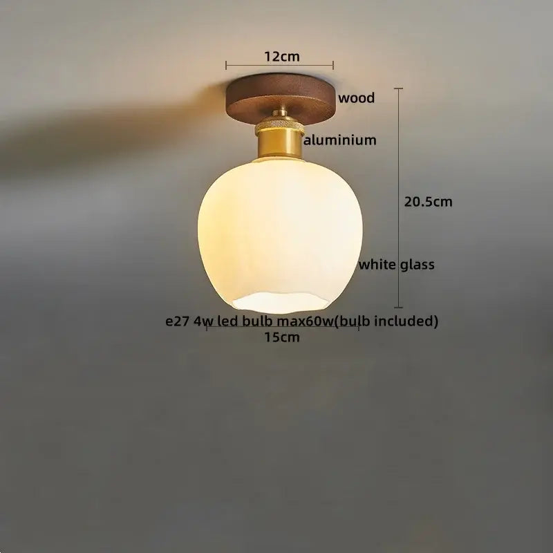 Amber leaf brass glass ceiling lamp bedroom light fixture