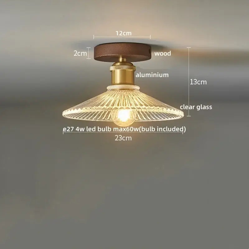 Amber leaf brass glass ceiling lamp bedroom light fixture