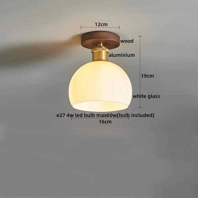 Amber leaf brass glass ceiling lamp bedroom light fixture