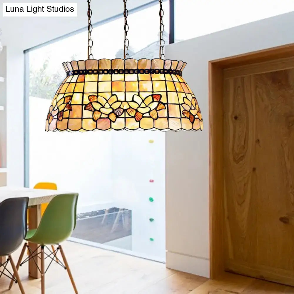 Amber & yellow shell tiffany chandelier living room light fixture
