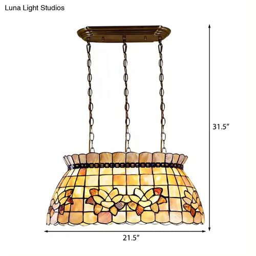 Lustre Tiffany ambre et jaune pour salon