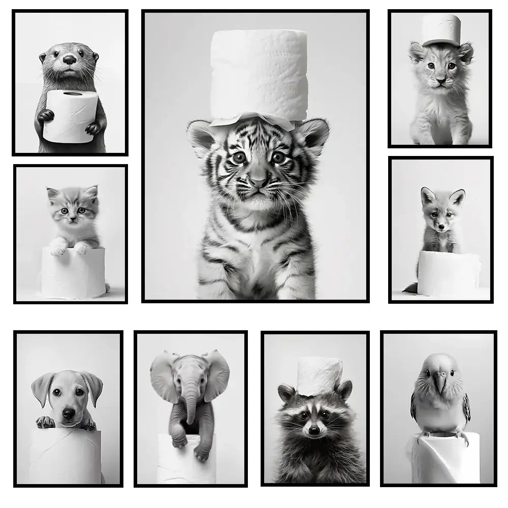 Animal Bathroom Canvas Posters