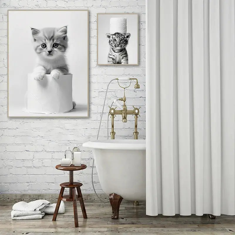 Animal Bathroom Canvas Posters