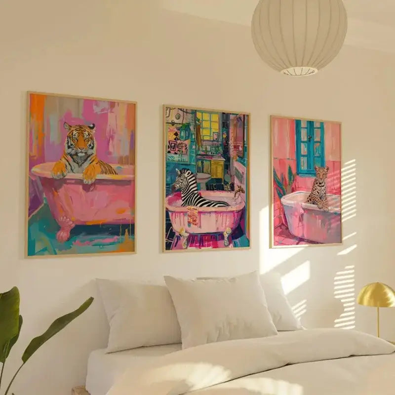 Animal Canvas Bathroom Wall Art