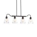 DecorBites™ antique black 4-light cone chandelier with clear glass shades and exposed filament bulbs for indoor spaces