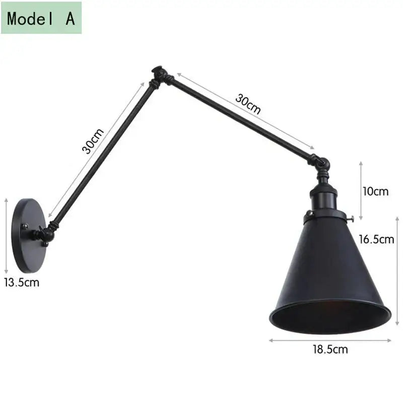 Antique black & copper adjustable wall lamp sconce bedroom light