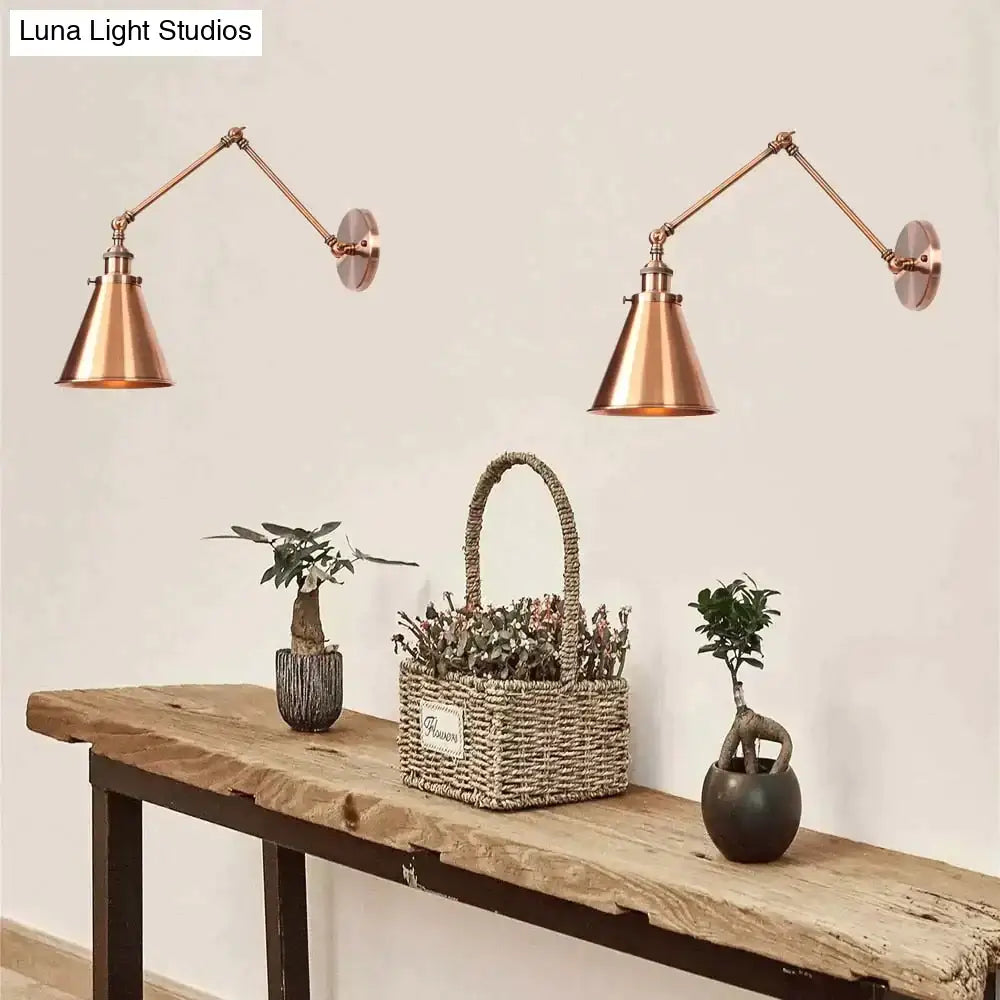Antique black & copper adjustable wall lamp sconce bedroom light