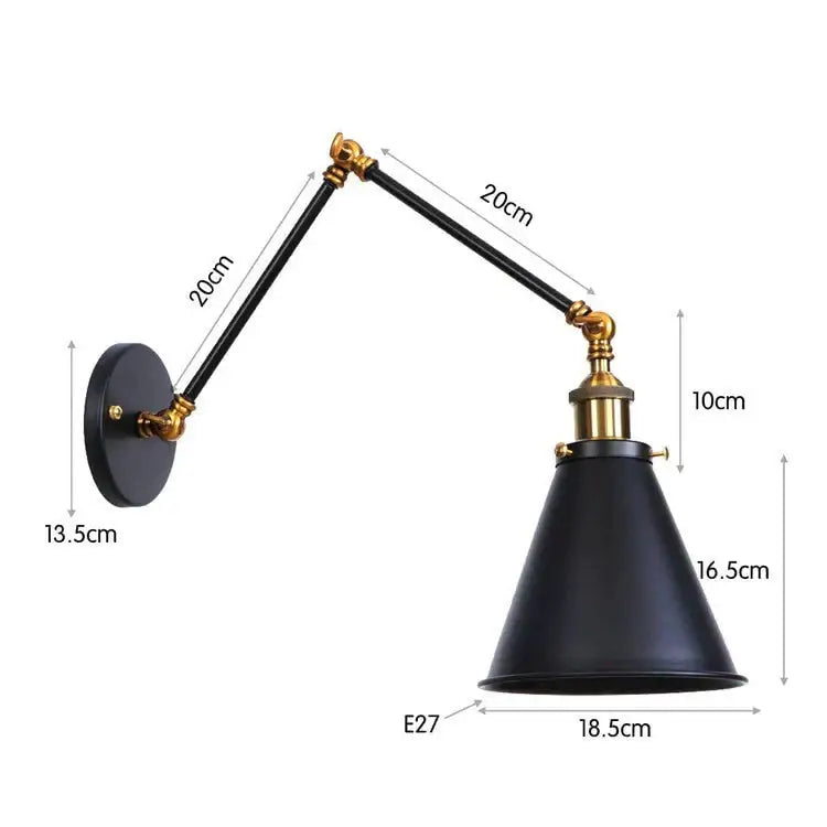 Antique black & copper adjustable wall lamp sconce bedroom light