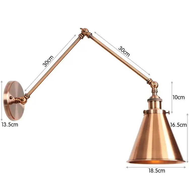 Antique black & copper adjustable wall lamp sconce bedroom light