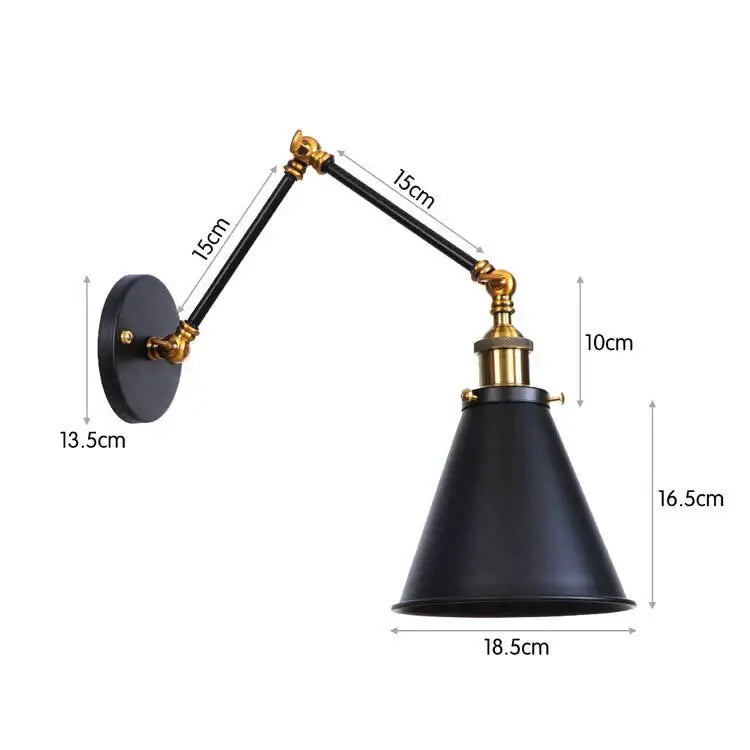 Antique black & copper adjustable wall lamp sconce bedroom light