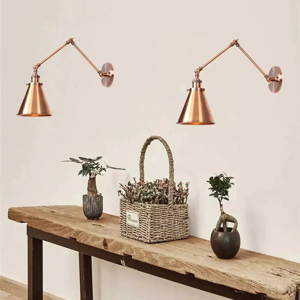 Antique black & copper adjustable wall lamp sconce bedroom light