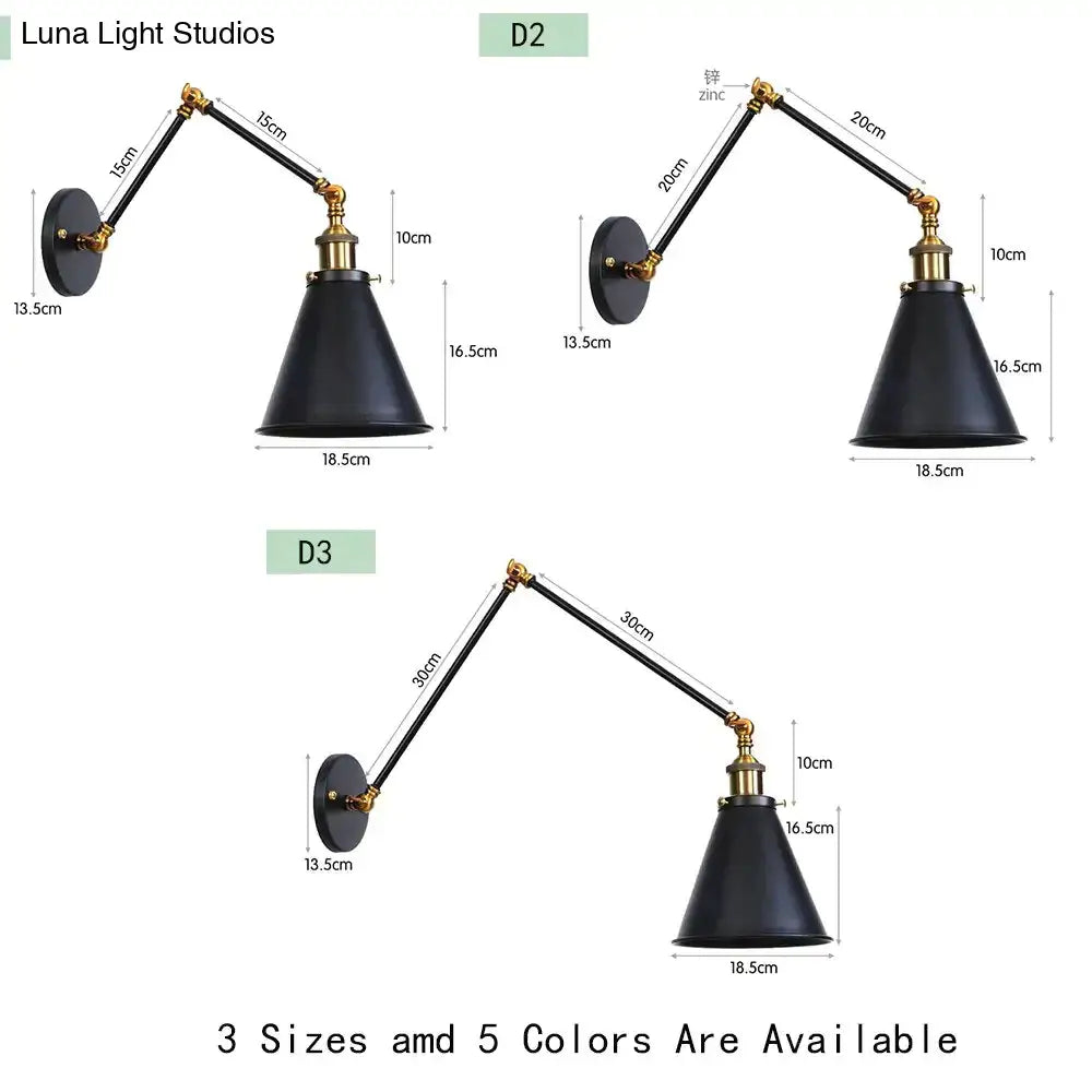 Antique black & copper adjustable wall lamp sconce bedroom light
