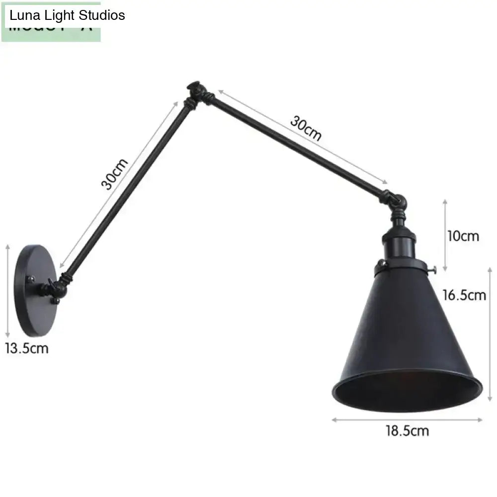 Antique black & copper adjustable wall lamp sconce bedroom light