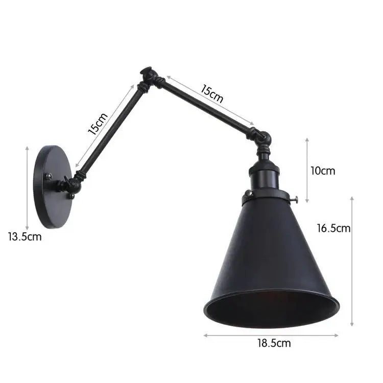 Antique black & copper adjustable wall lamp sconce bedroom light