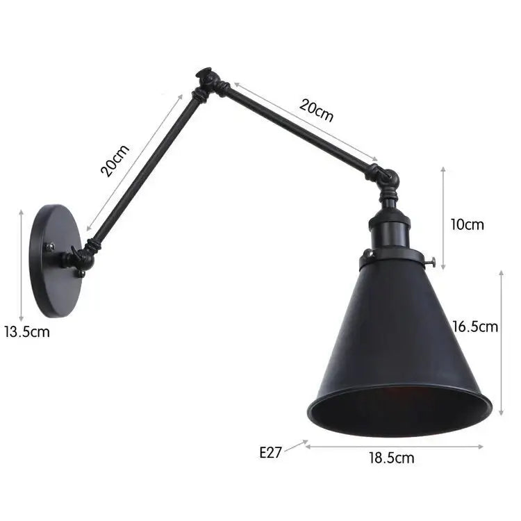 Antique black & copper adjustable wall lamp sconce bedroom light