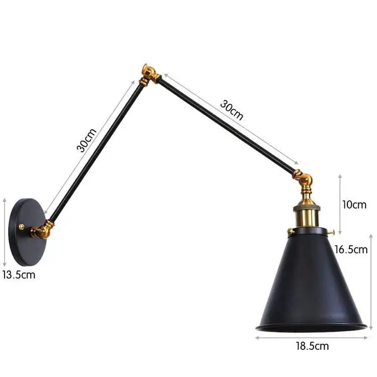 Antique black & copper adjustable wall lamp sconce bedroom light
