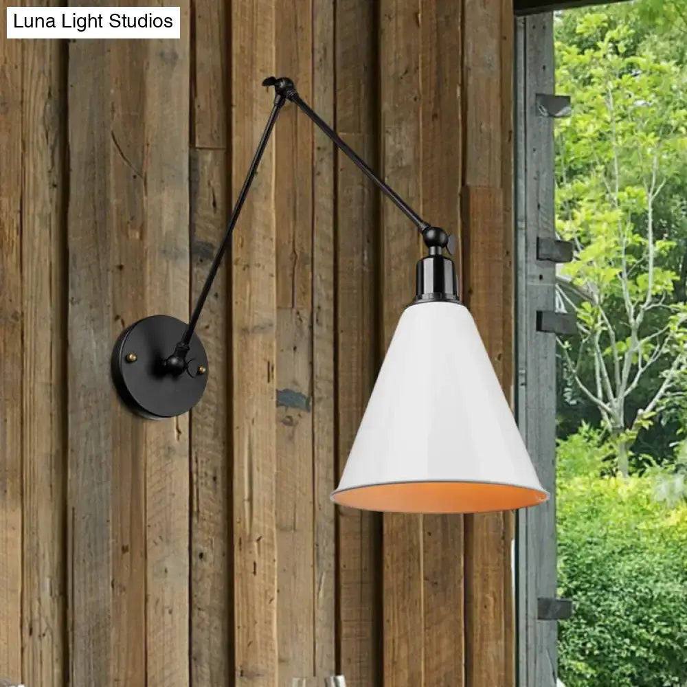 Antique black & white wrought iron wall sconce bedroom reading light