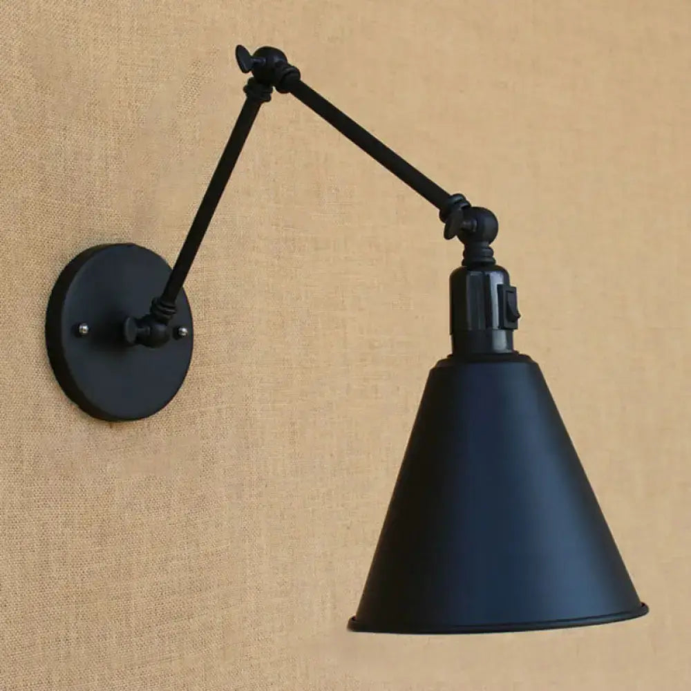Antique black & white wrought iron wall sconce bedroom reading light