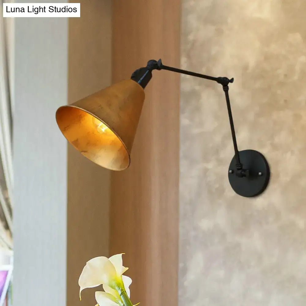 Antique black & white wrought iron wall sconce bedroom reading light