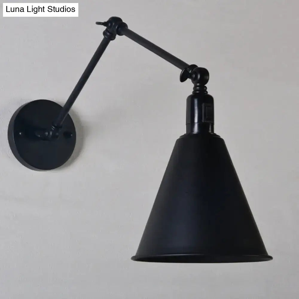 Antique black & white wrought iron wall sconce bedroom reading light