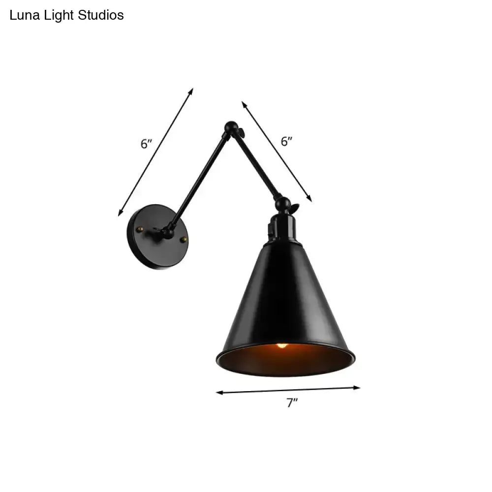 Antique black & white wrought iron wall sconce bedroom reading light
