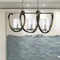 Wrought iron decorbites traditional clear glass hanging light with three candle bulbs in antique brass and aged silver for dining room
